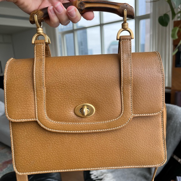SOLD ✨ Gucci Tan Bamboo Handle Crossbody Vintage Bag 100% AUTHENTIC! - Picture 12 of 15
